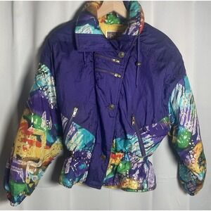 Vintage 90s 80's Multi Bright Colored EAST WEST Puffer Ski Jacket‎ Size Small